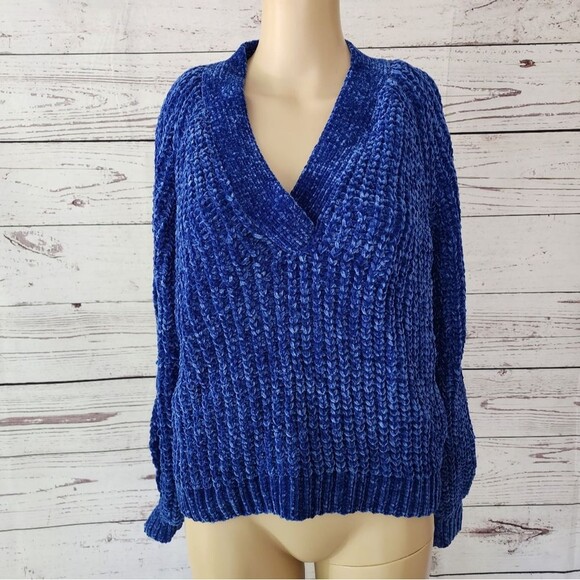 Marled by Reunited Blue Open Sleeve Sweater  Large NWT - Picture 2 of 5